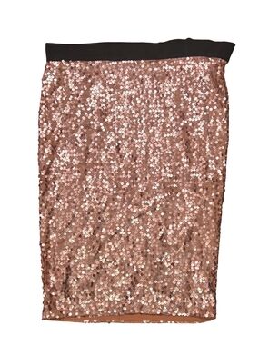 Downeast Rose Gold Sequin Knee-Length Pencil Skirt